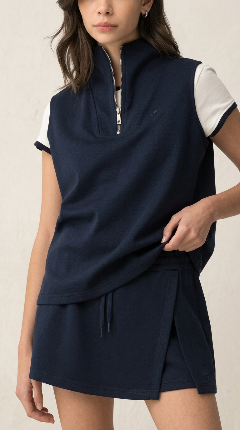 Conjunto Navy Zip & Saia-Calção — foto 2