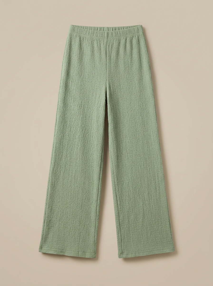Calças Wide Leg Sage Crinkle
