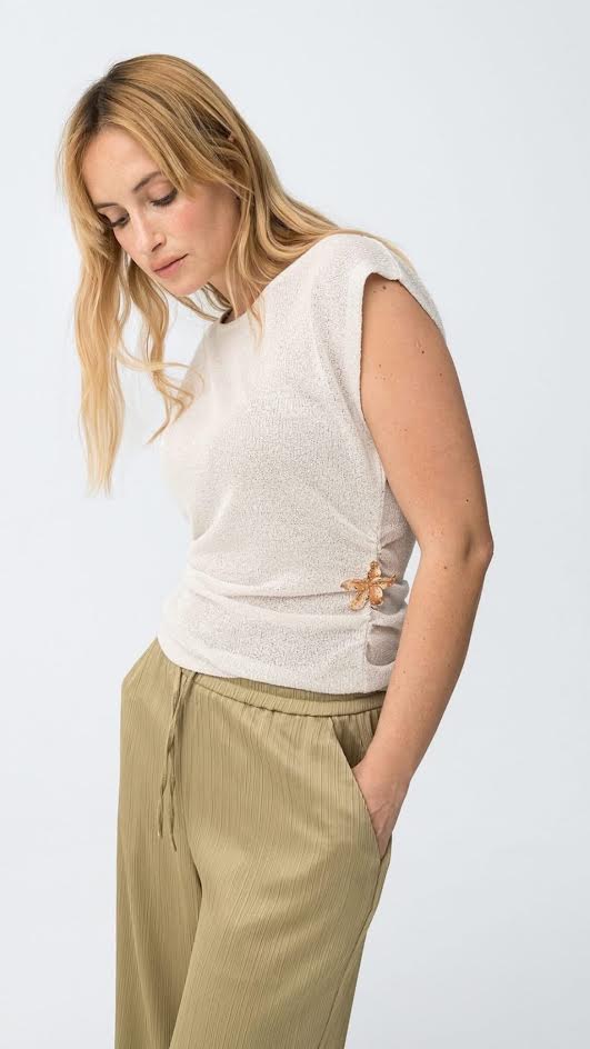 Top Tricot Flor Nude