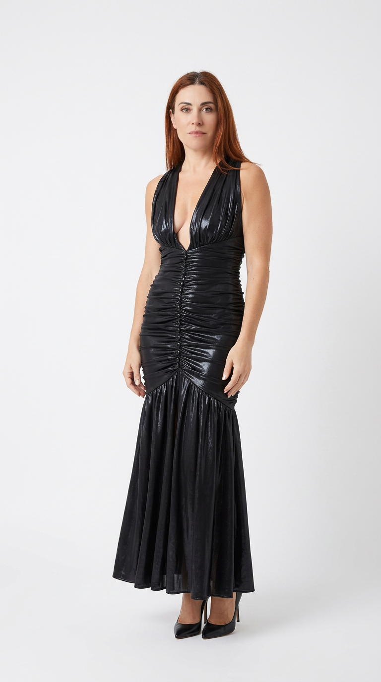 Vestido Longo Metálico Noir