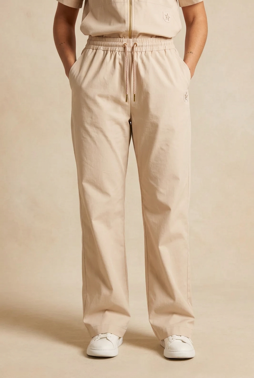 Calças BSK Bege Wide Leg
