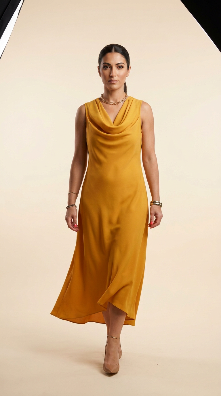Vestido Mostarda Fluido