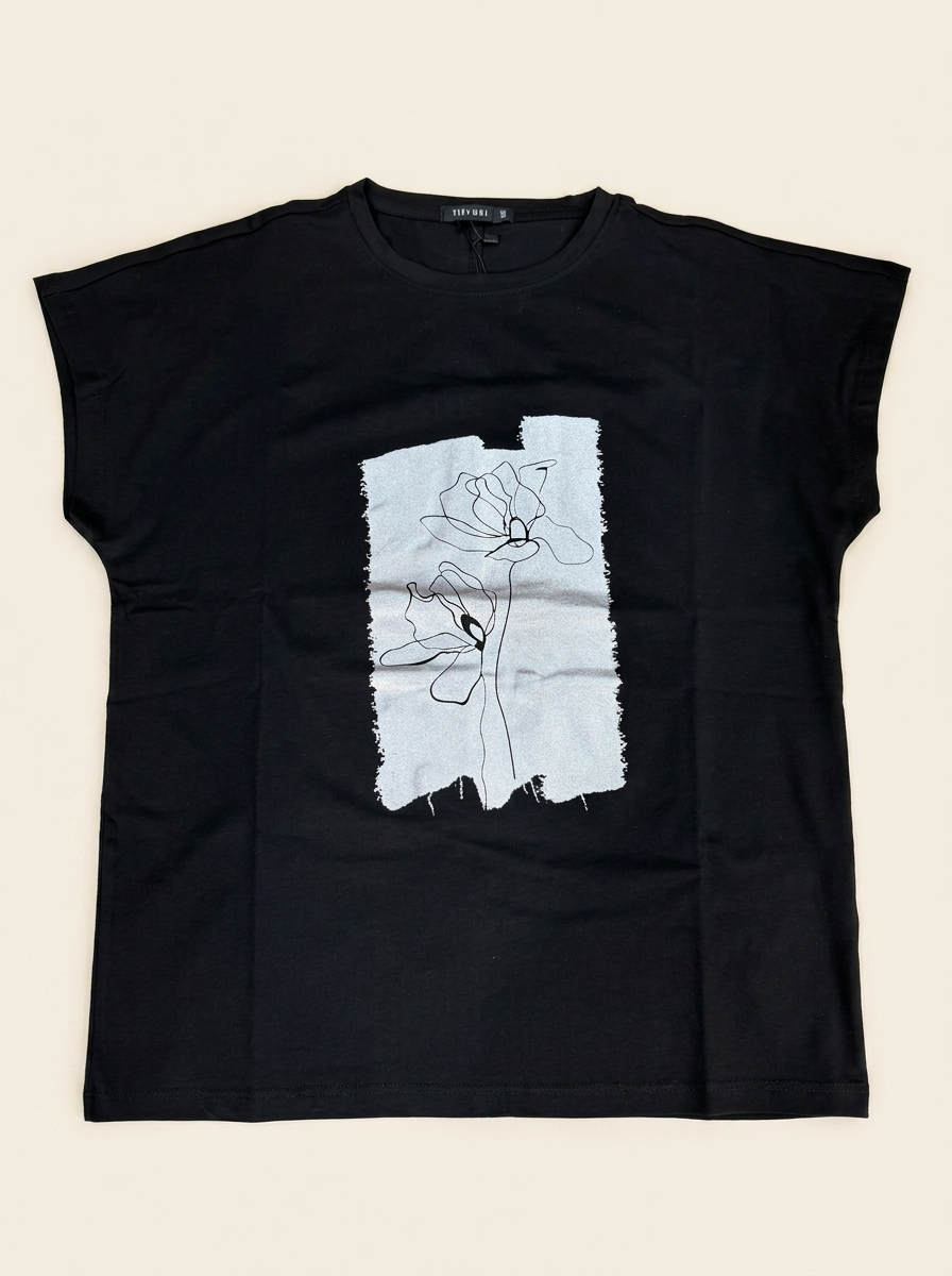 T-shirt Bloom Sketch Preta