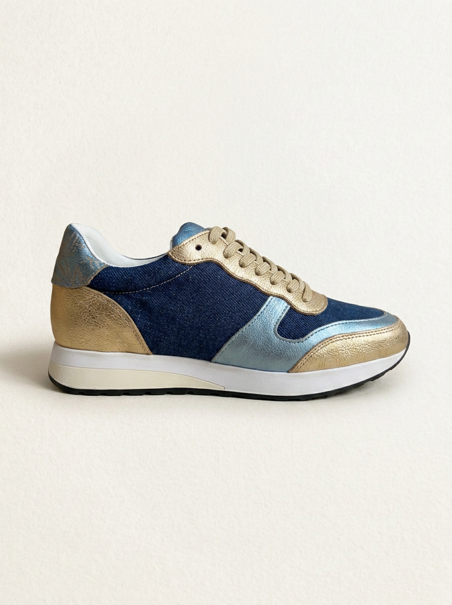 Sneakers Denim Azul Dourado — foto 2