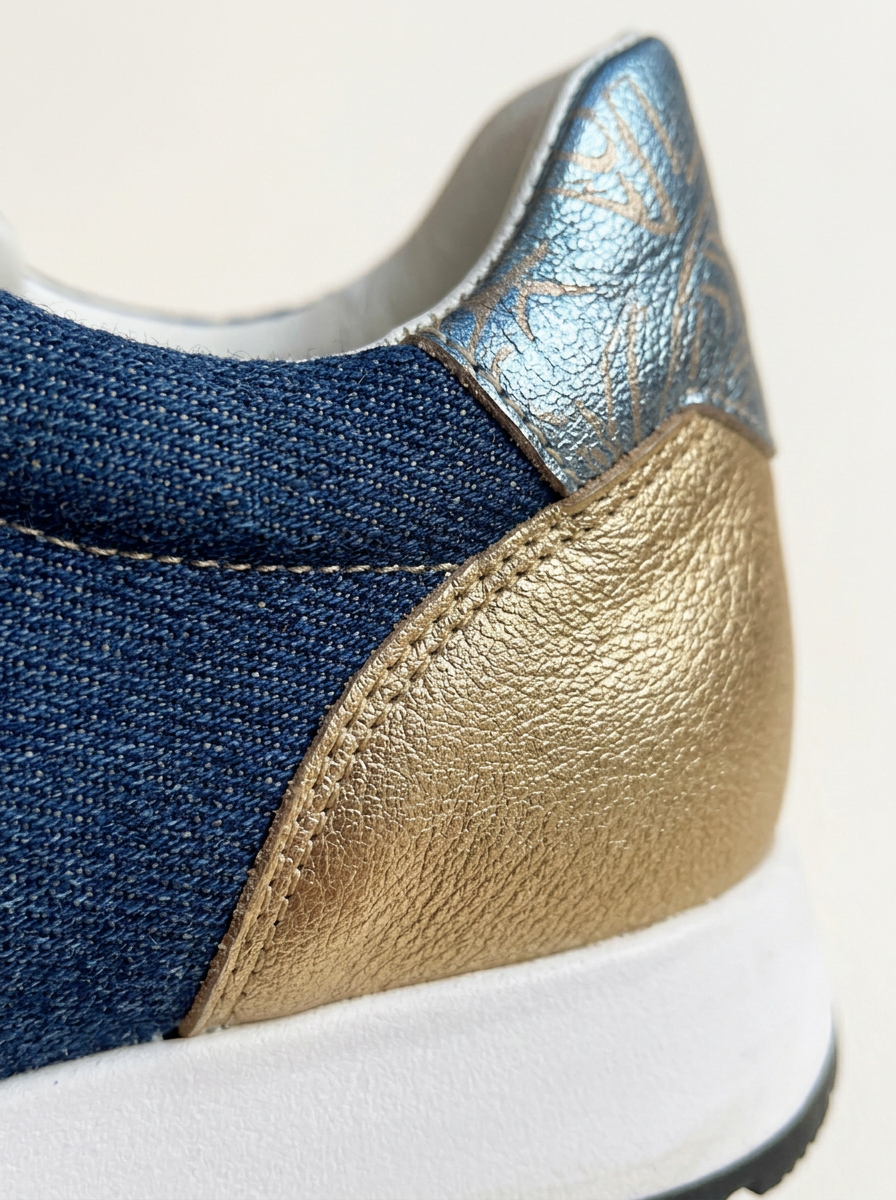 Sneakers Denim Azul Dourado — foto 3